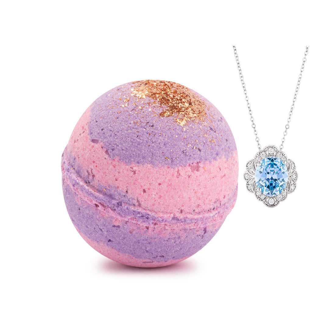 Bath Bomb Necklace Charm 10oz Aromatherapy Calming Soak Gift For Her with Cinnamon Sugar Plum