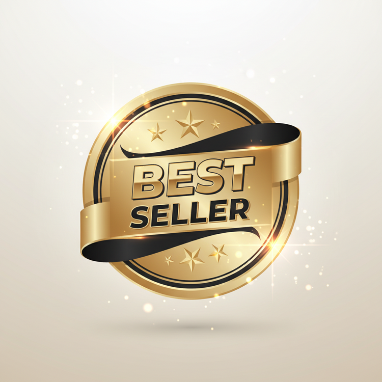 Gold badge with the words Best Seller and a ribbon, representing popular products in the Amazon Products Collection deals.