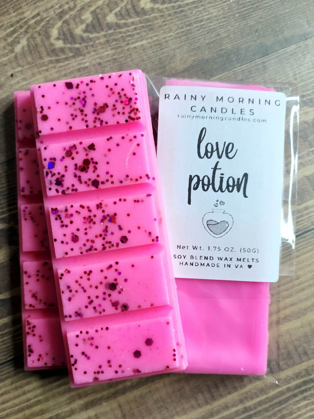 Love Potion Wax Melts - Enchanting Fragrance for Romantic Ambiance by Rainy Morning Candles