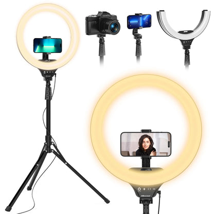 UBeesize 12'' LED RGB Ring Light with 62'' Tripod Stand, Selfie Ring Light for Video Recording, Live Streaming, TikTok & YouTube, Compatible with iPhone & Android - Deeunta Domain