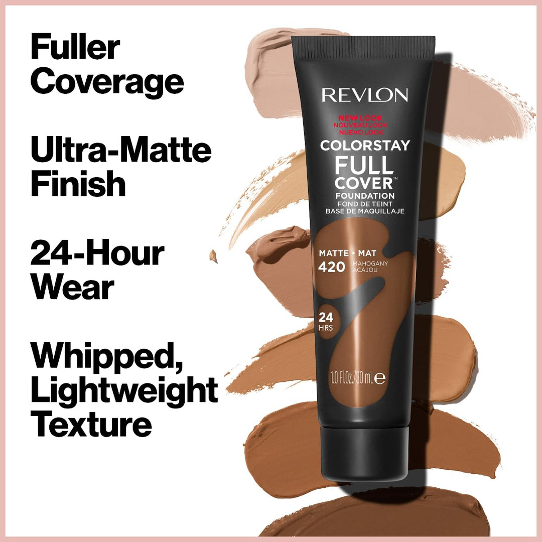 Revlon ColorStay Full Cover Longwear Matte Foundation, Heat & Sweat Resistant Lightweight Face Makeup, Caramel (425), 1.0 oz - Deeunta Domain