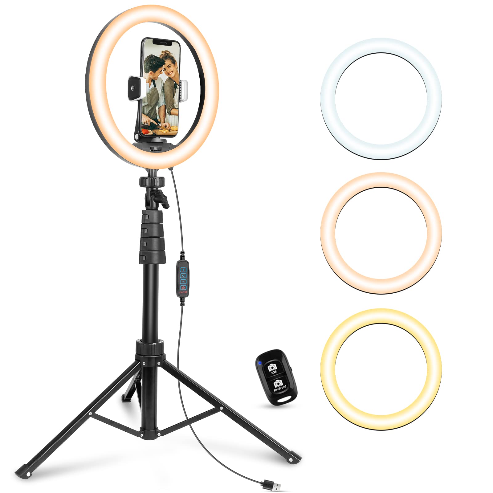 UBeesize 12'' LED RGB Ring Light with 62'' Tripod Stand, Selfie Ring Light for Video Recording, Live Streaming, TikTok & YouTube, Compatible with iPhone & Android - Deeunta Domain
