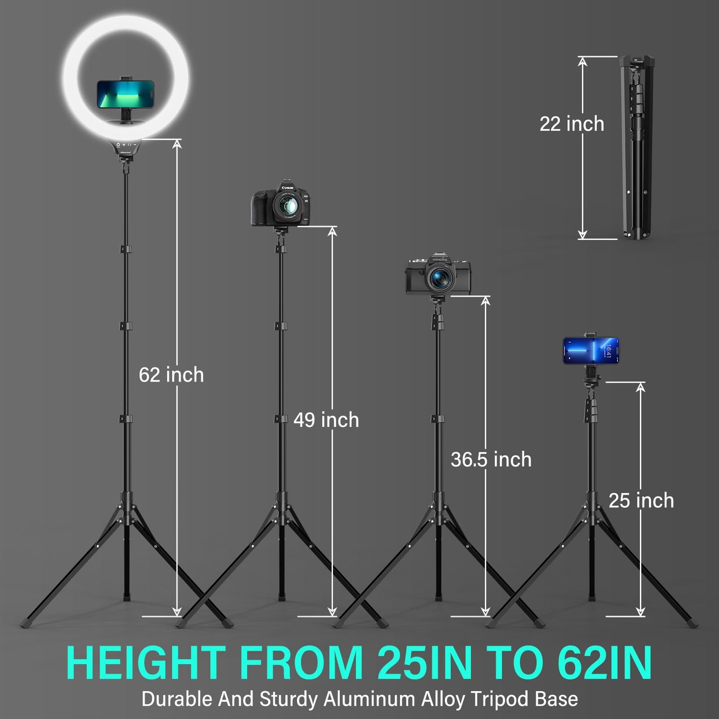 UBeesize 12'' LED RGB Ring Light with 62'' Tripod Stand, Selfie Ring Light for Video Recording, Live Streaming, TikTok & YouTube, Compatible with iPhone & Android - Deeunta Domain