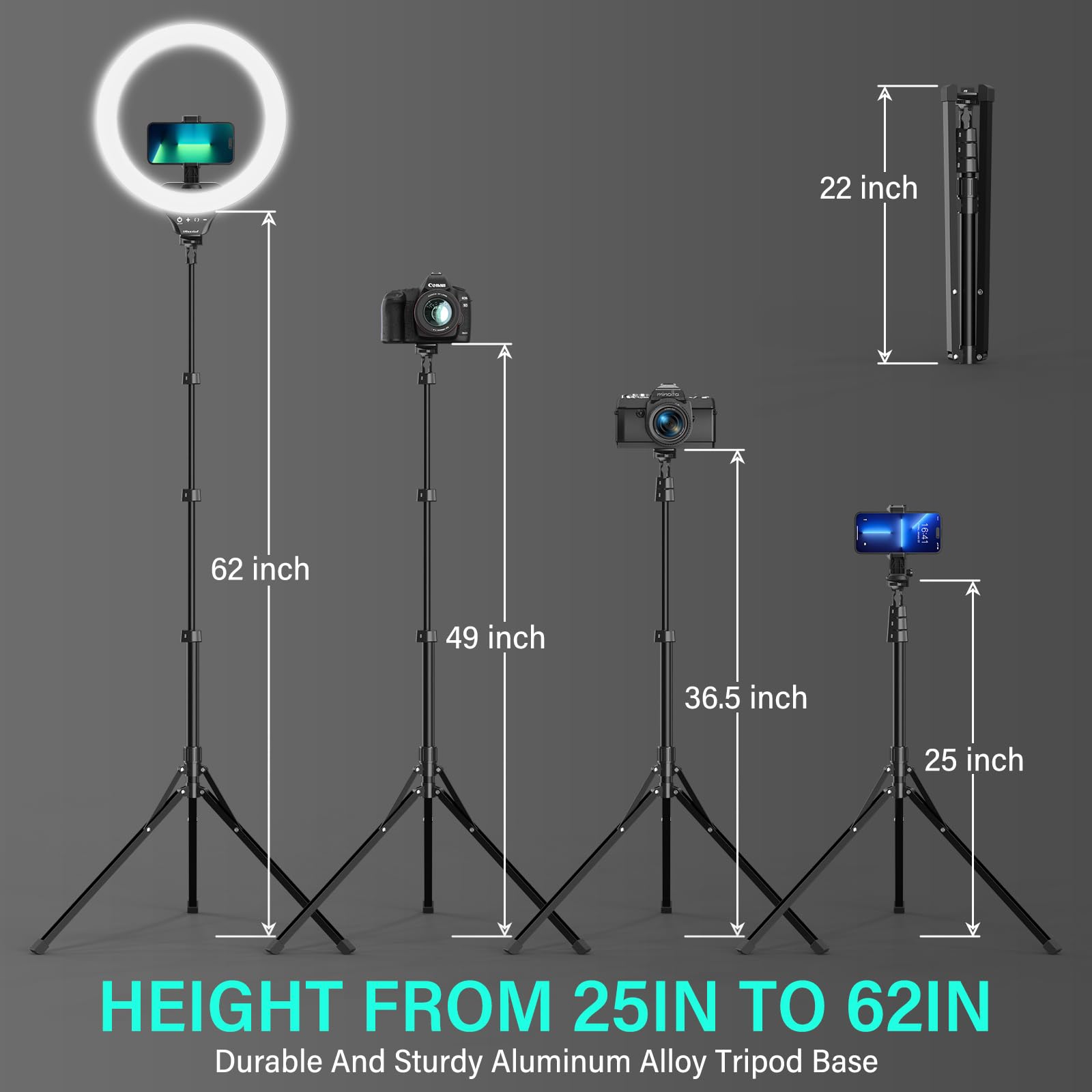 UBeesize 12'' LED RGB Ring Light with 62'' Tripod Stand, Selfie Ring Light for Video Recording, Live Streaming, TikTok & YouTube, Compatible with iPhone & Android - Deeunta Domain