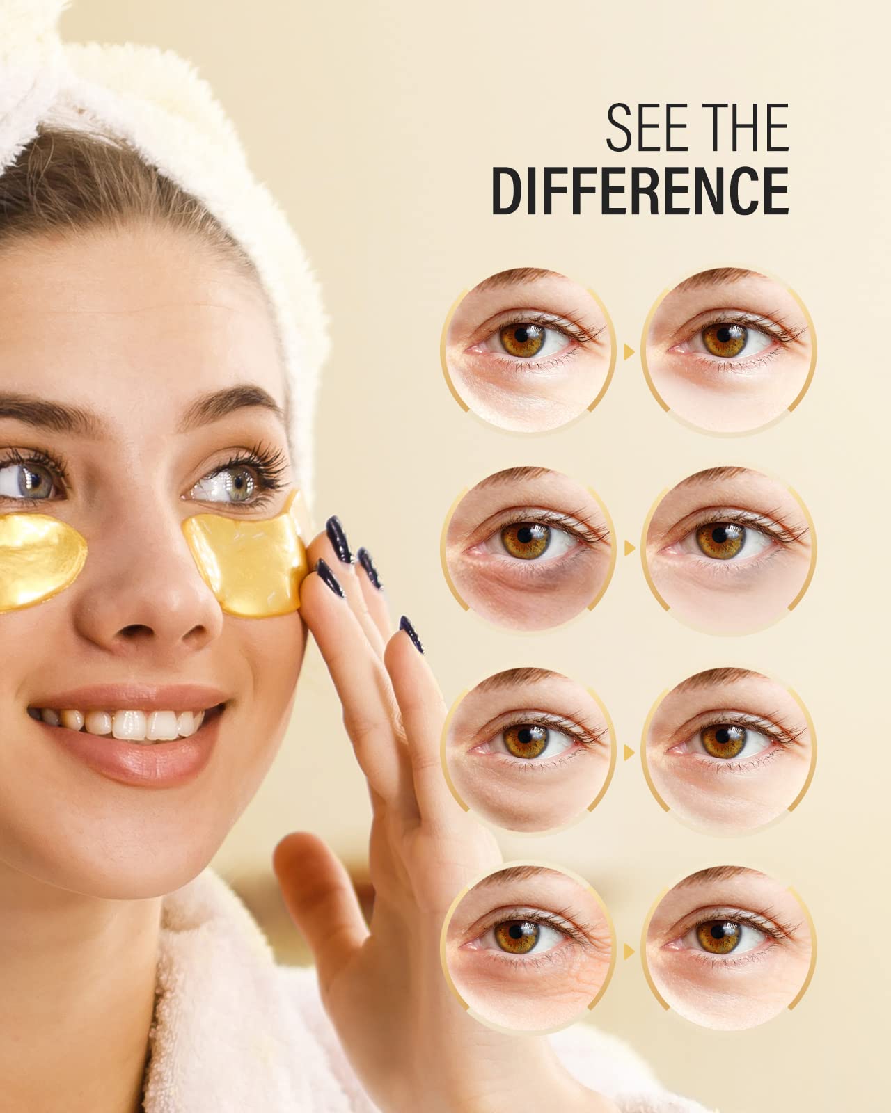 Maskiss 24k Gold Under Eye Patches (50 Pairs), eye mask, Collagen Skin Care Products, Eye Patches for Puffy Eyes, eye masks for dark circles and puffiness - Deeunta Domain