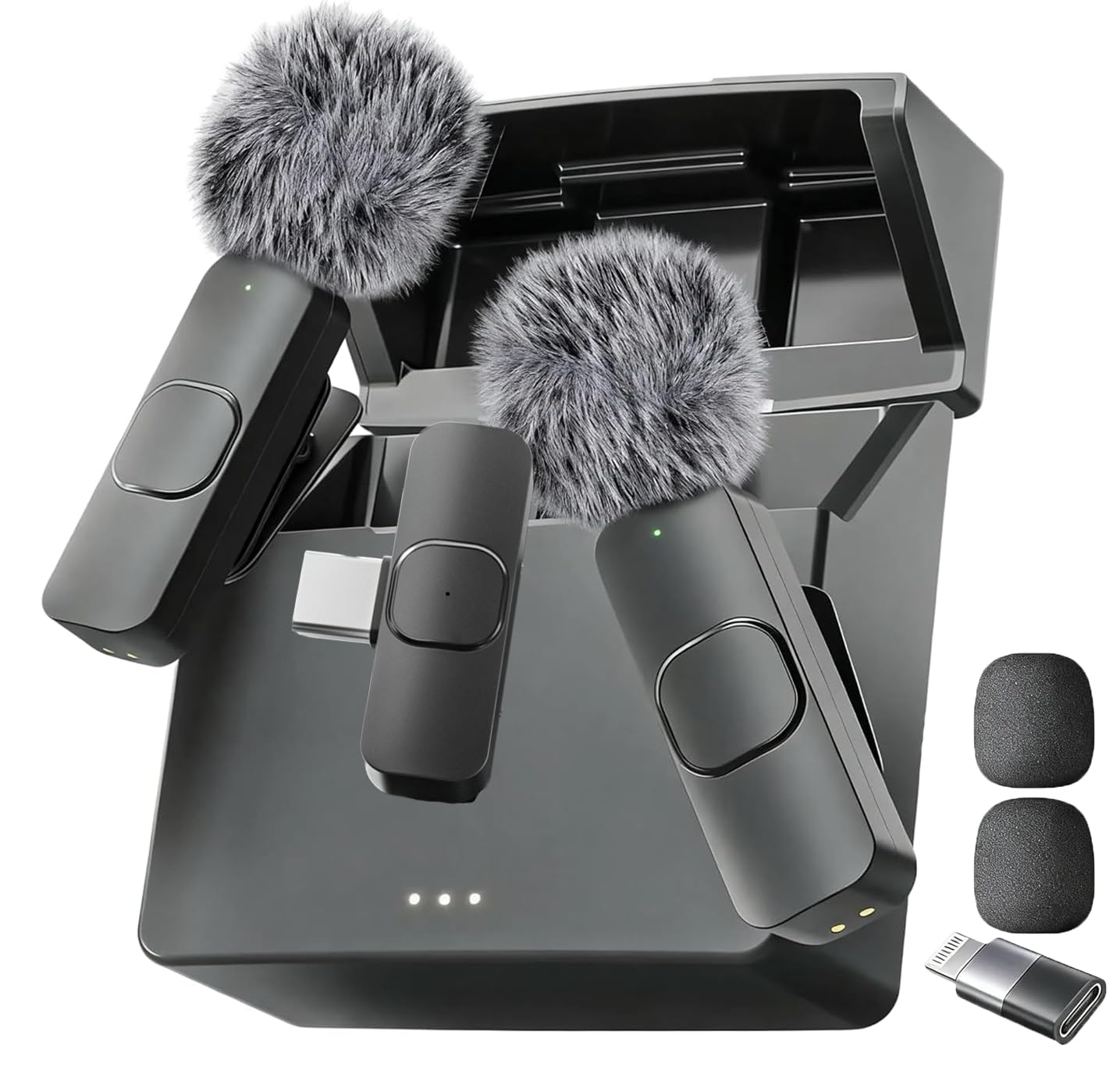 Mini Mic Pro (Latest Model - Wireless Mini Microphone for iPhone, iPad, Android - 2 Pack Lavalier Microphone for Video Recording - iPhone Mic Crystal Clear Recording with USB-C for Content Creators - Deeunta Domain