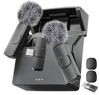 Mini Mic Pro (Latest Model - Wireless Mini Microphone for iPhone, iPad, Android - 2 Pack Lavalier Microphone for Video Recording - iPhone Mic Crystal Clear Recording with USB-C for Content Creators - Deeunta Domain
