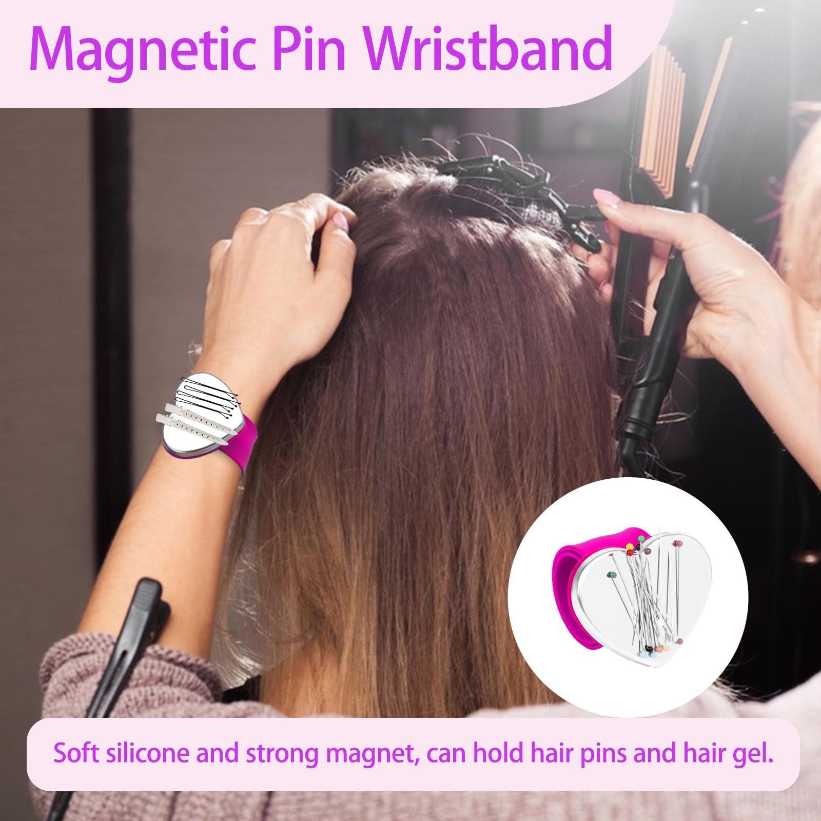 23 Pieces Hair Parting Tools Set, Magnetic Wrist Pin Holder for Braiding, Sectioning Clips, Rat Tail Combs, Hair Parting Rings - Deeunta Domain