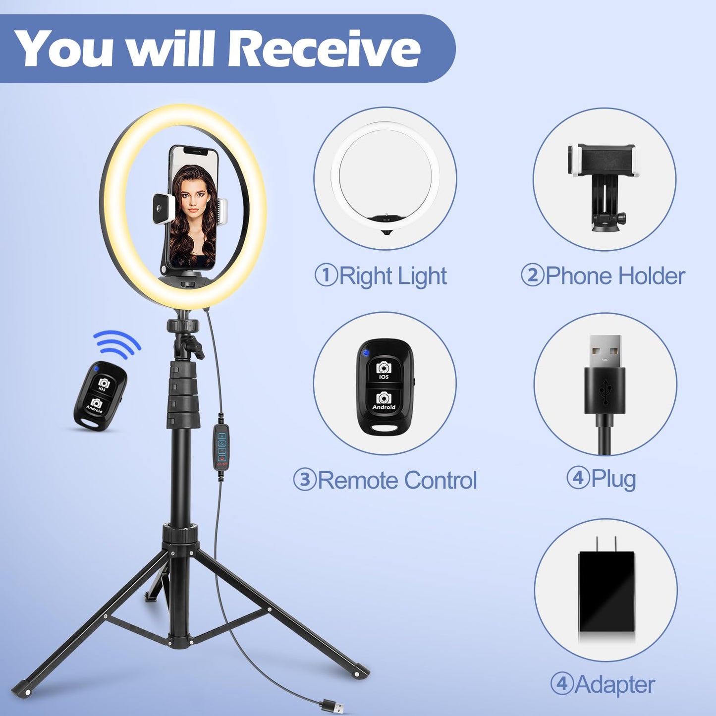 UBeesize 12'' LED RGB Ring Light with 62'' Tripod Stand, Selfie Ring Light for Video Recording, Live Streaming, TikTok & YouTube, Compatible with iPhone & Android - Deeunta Domain