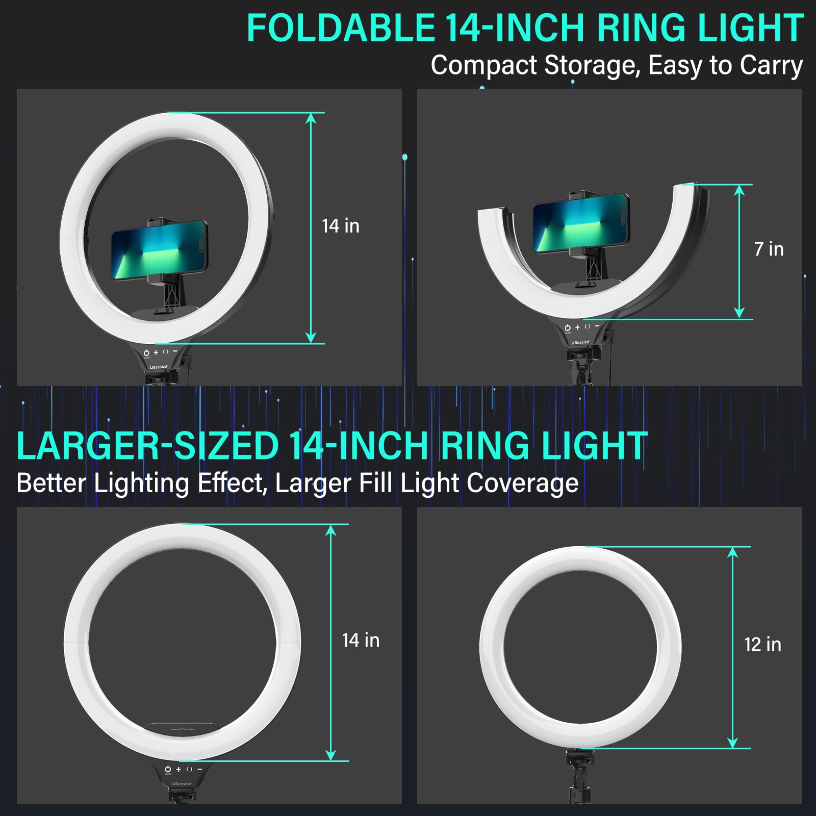 UBeesize 12'' LED RGB Ring Light with 62'' Tripod Stand, Selfie Ring Light for Video Recording, Live Streaming, TikTok & YouTube, Compatible with iPhone & Android - Deeunta Domain
