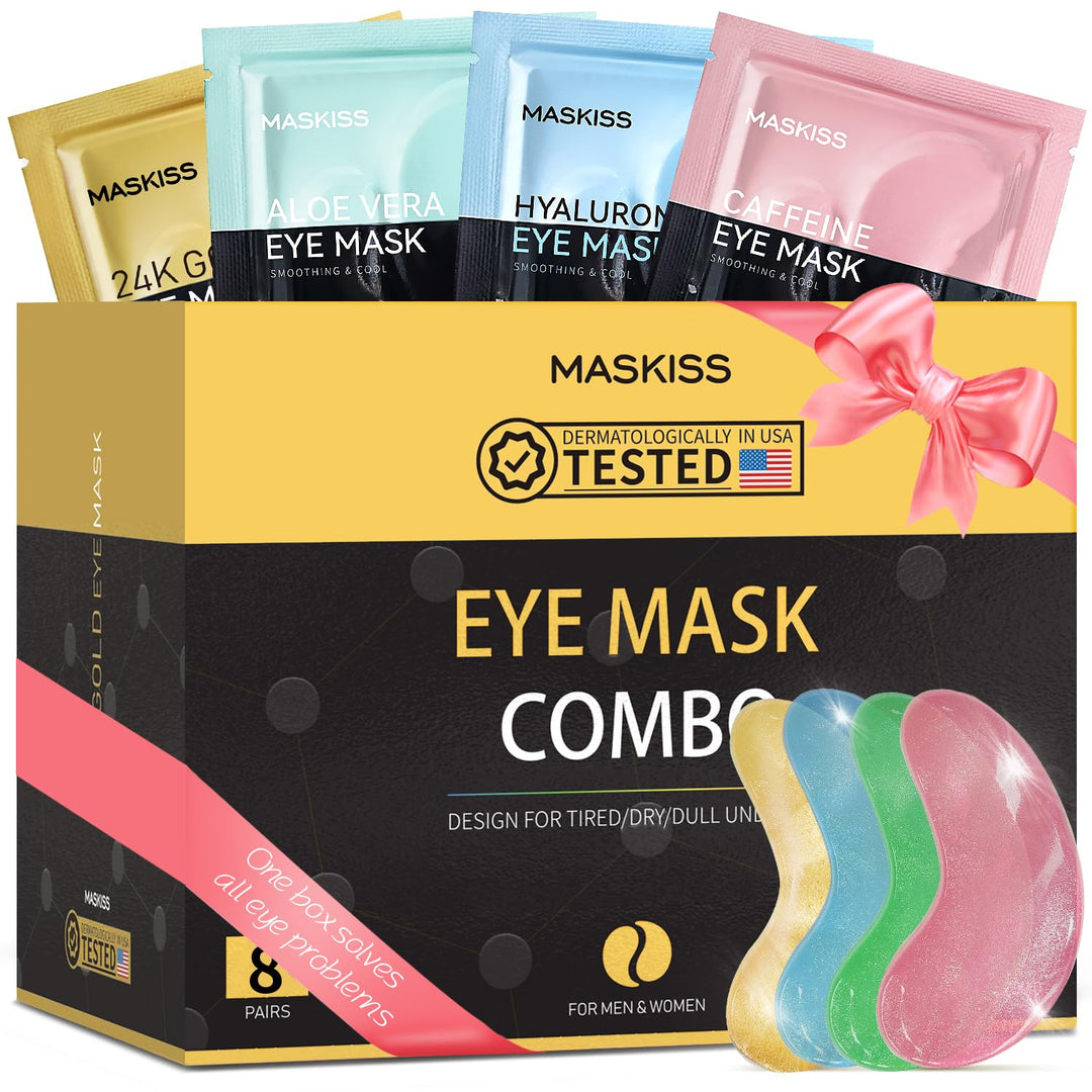 Maskiss 24k Gold Under Eye Patches (50 Pairs), eye mask, Collagen Skin Care Products, Eye Patches for Puffy Eyes, eye masks for dark circles and puffiness - Deeunta Domain
