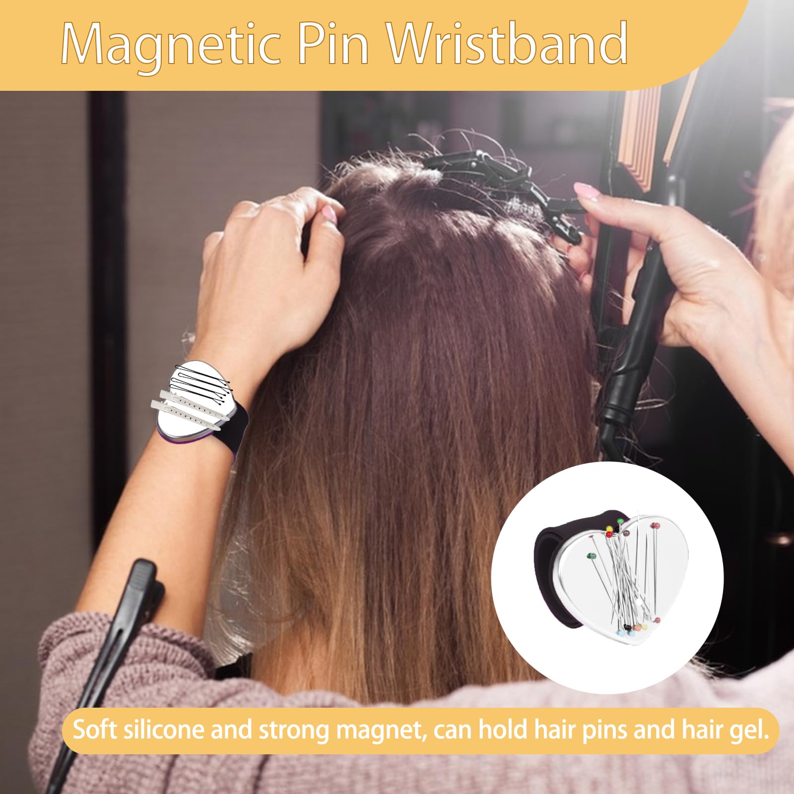 23 Pieces Hair Parting Tools Set, Magnetic Wrist Pin Holder for Braiding, Sectioning Clips, Rat Tail Combs, Hair Parting Rings - Deeunta Domain