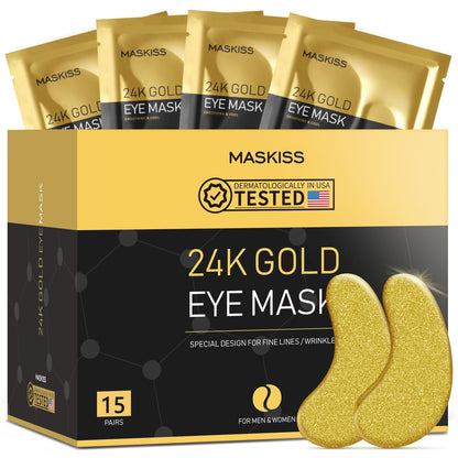 Maskiss 24k Gold Under Eye Patches (50 Pairs), eye mask, Collagen Skin Care Products, Eye Patches for Puffy Eyes, eye masks for dark circles and puffiness - Deeunta Domain