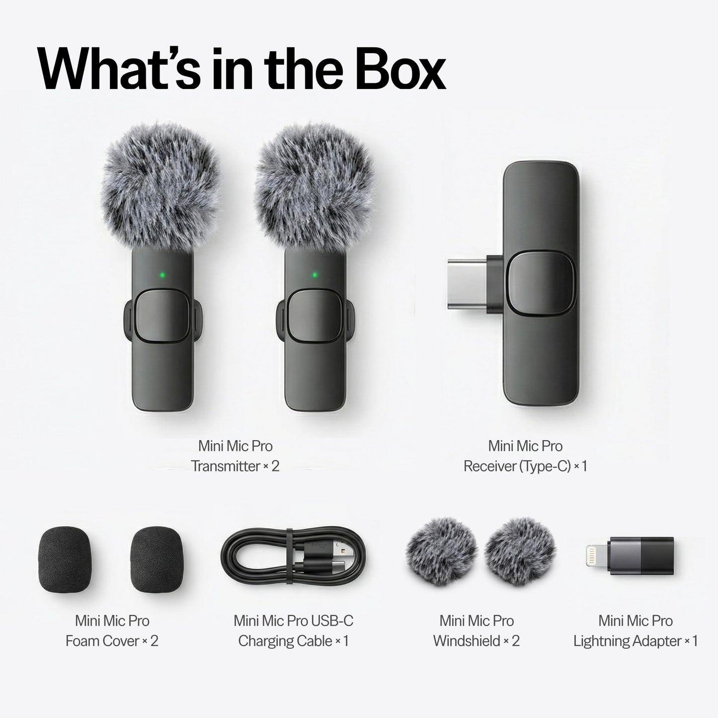 Mini Mic Pro (Latest Model - Wireless Mini Microphone for iPhone, iPad, Android - 2 Pack Lavalier Microphone for Video Recording - iPhone Mic Crystal Clear Recording with USB-C for Content Creators - Deeunta Domain