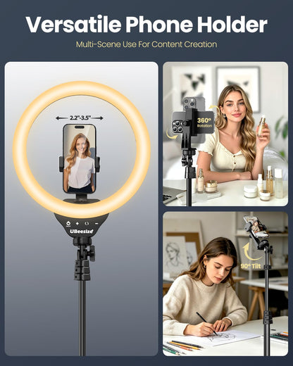 UBeesize 12'' LED RGB Ring Light with 62'' Tripod Stand, Selfie Ring Light for Video Recording, Live Streaming, TikTok & YouTube, Compatible with iPhone & Android - Deeunta Domain
