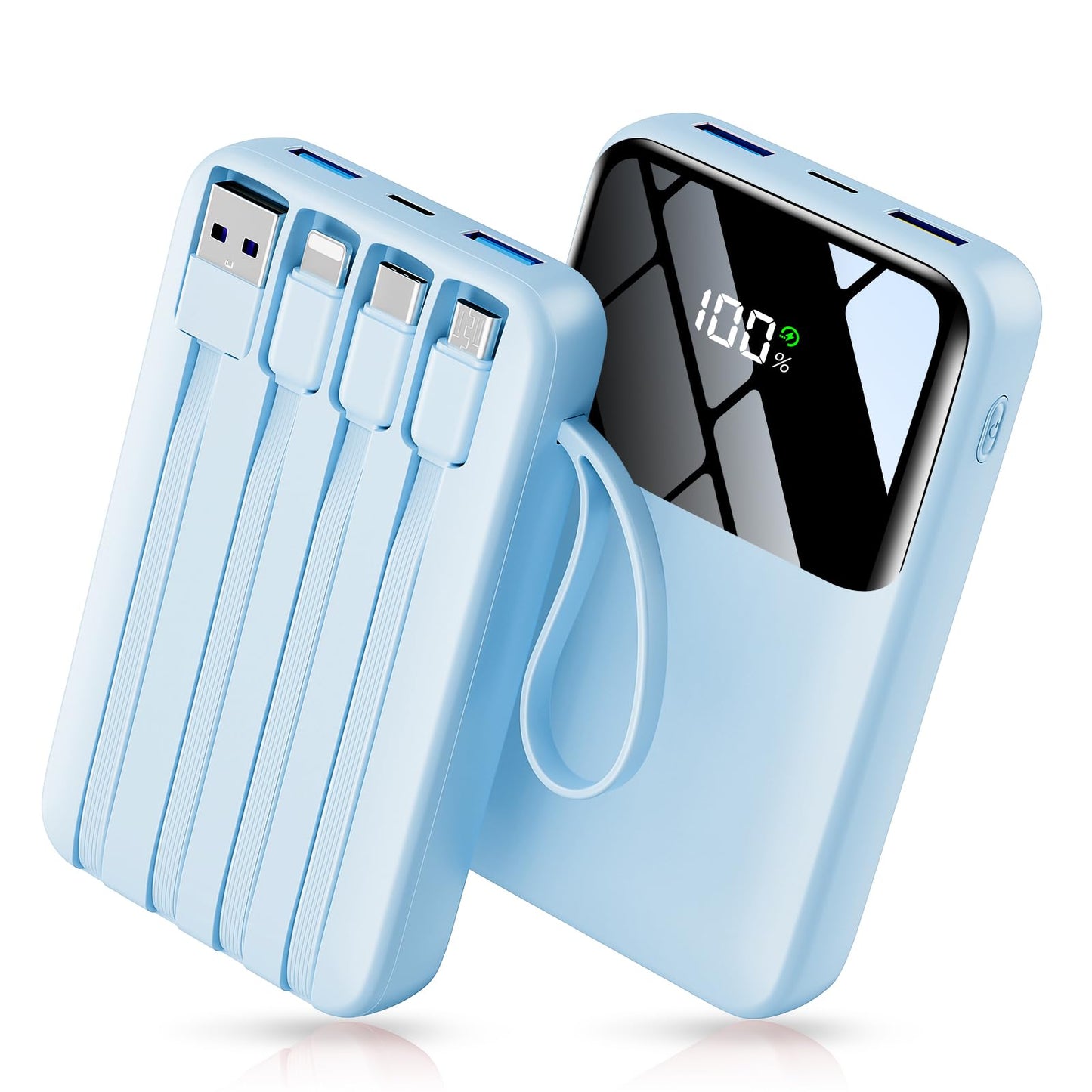 Power Bank, 15000mAh Portable Charger with Built in Cable, 22.5W Fast Charging, 6 Outputs, Slim Travel Essential Battery Pack with LED Display, Compatible with iPhone 17/16/15/14/13, iPad Black - Deeunta Domain
