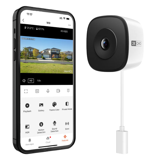 Window Security Camera 3MP 2K, Indoor WiFi Cameras 2.4GHz/5GHz with Colorvue AI Color Night Vision, Person Detection with Auto-Focus, 24/7 Recording Compatible with Alexa & Google Home - Deeunta Domain