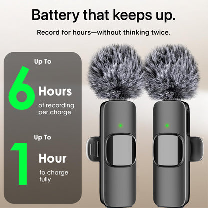 Mini Mic Pro (Latest Model - Wireless Mini Microphone for iPhone, iPad, Android - 2 Pack Lavalier Microphone for Video Recording - iPhone Mic Crystal Clear Recording with USB-C for Content Creators - Deeunta Domain