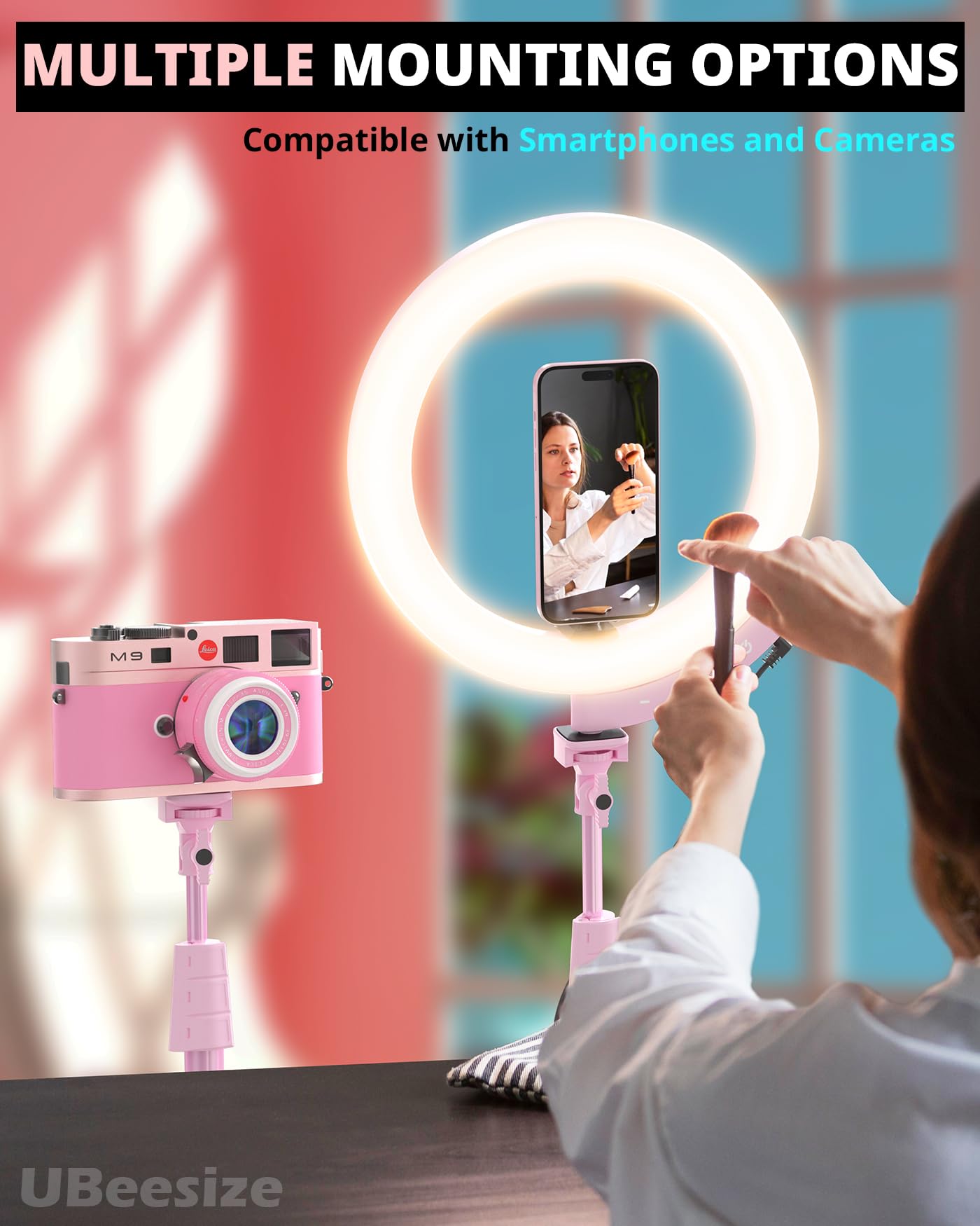 UBeesize 12'' LED RGB Ring Light with 62'' Tripod Stand, Selfie Ring Light for Video Recording, Live Streaming, TikTok & YouTube, Compatible with iPhone & Android - Deeunta Domain