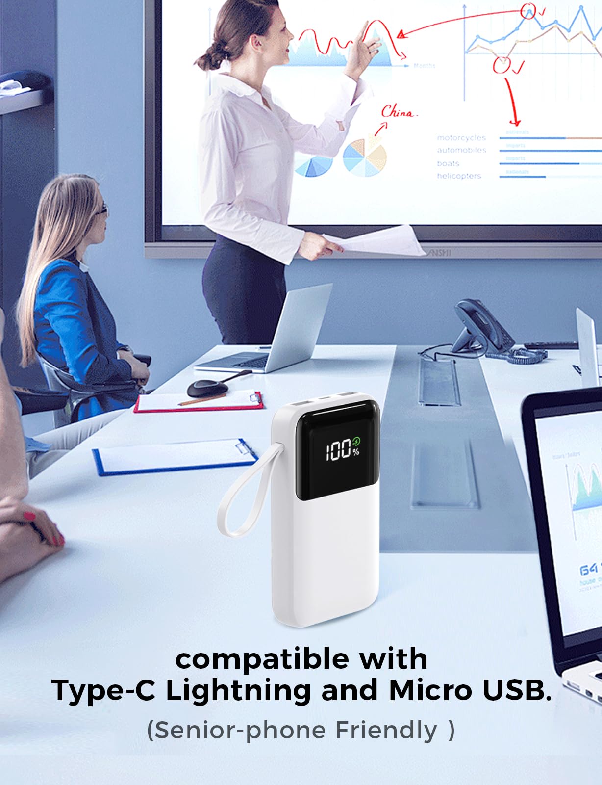 Power Bank, 15000mAh Portable Charger with Built in Cable, 22.5W Fast Charging, 6 Outputs, Slim Travel Essential Battery Pack with LED Display, Compatible with iPhone 17/16/15/14/13, iPad Black - Deeunta Domain