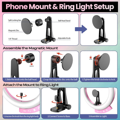UBeesize 12'' LED RGB Ring Light with 62'' Tripod Stand, Selfie Ring Light for Video Recording, Live Streaming, TikTok & YouTube, Compatible with iPhone & Android - Deeunta Domain