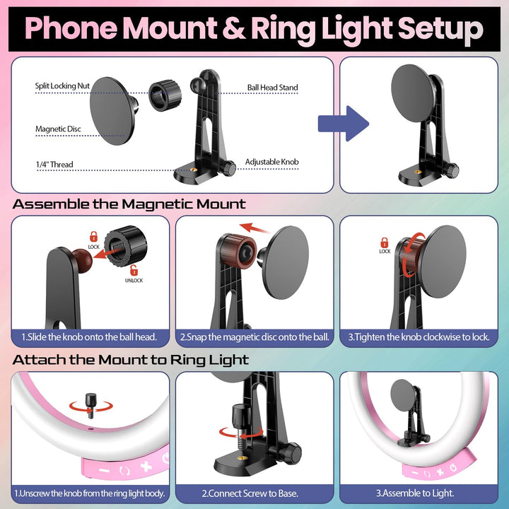 UBeesize 12'' LED RGB Ring Light with 62'' Tripod Stand, Selfie Ring Light for Video Recording, Live Streaming, TikTok & YouTube, Compatible with iPhone & Android - Deeunta Domain