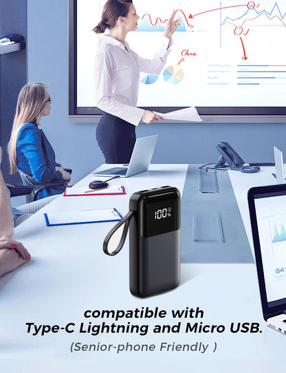 Power Bank, 15000mAh Portable Charger with Built in Cable, 22.5W Fast Charging, 6 Outputs, Slim Travel Essential Battery Pack with LED Display, Compatible with iPhone 17/16/15/14/13, iPad Black - Deeunta Domain