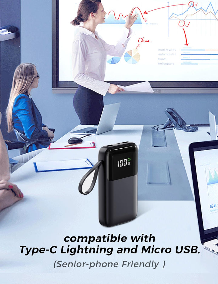 Power Bank, 15000mAh Portable Charger with Built in Cable, 22.5W Fast Charging, 6 Outputs, Slim Travel Essential Battery Pack with LED Display, Compatible with iPhone 17/16/15/14/13, iPad Black - Deeunta Domain