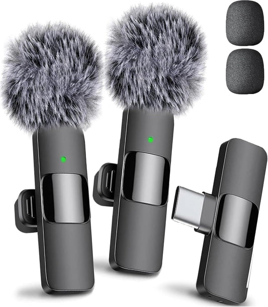 Mini Mic Pro (Latest Model - Wireless Mini Microphone for iPhone, iPad, Android - 2 Pack Lavalier Microphone for Video Recording - iPhone Mic Crystal Clear Recording with USB-C for Content Creators - Deeunta Domain