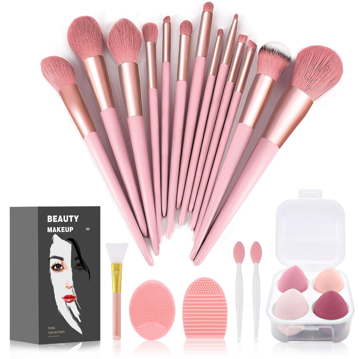 Koccido Makeup Brushes 22 Pcs Makeup Kit,Foundation Brush Eyeshadow Brush Make up Brushes Set (Pink, 22 Piece Set) - Deeunta Domain