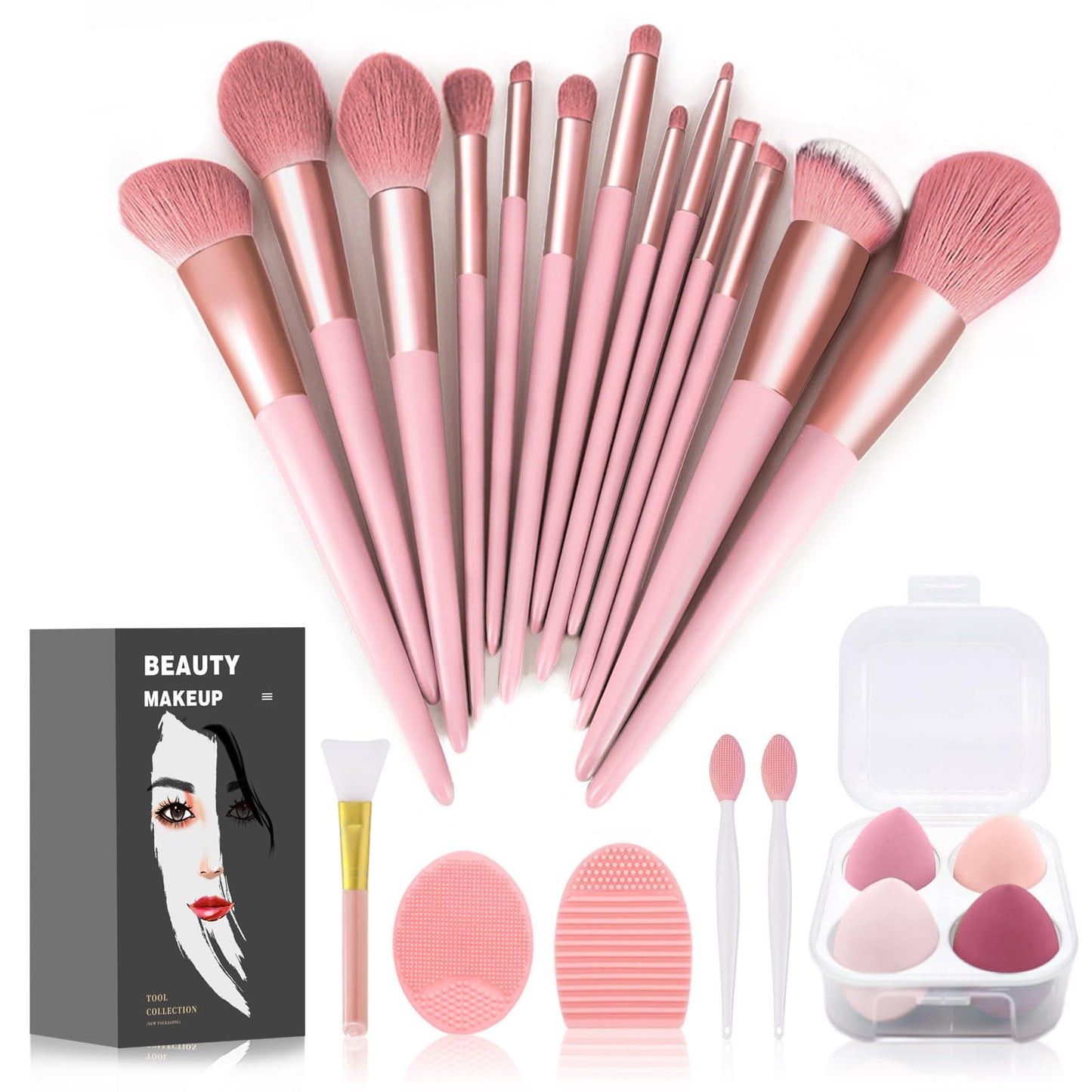 Koccido Makeup Brushes 22 Pcs Makeup Kit,Foundation Brush Eyeshadow Brush Make up Brushes Set (Pink, 22 Piece Set) - Deeunta Domain