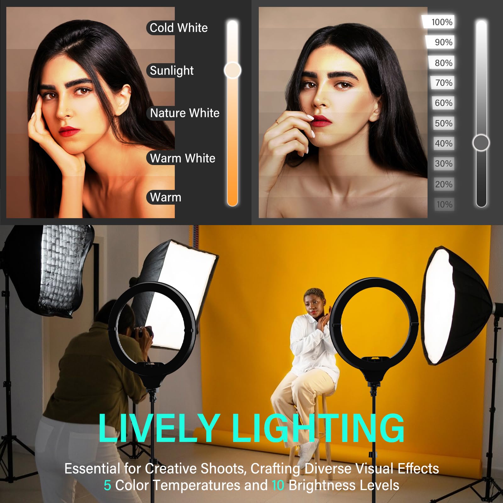 UBeesize 12'' LED RGB Ring Light with 62'' Tripod Stand, Selfie Ring Light for Video Recording, Live Streaming, TikTok & YouTube, Compatible with iPhone & Android - Deeunta Domain