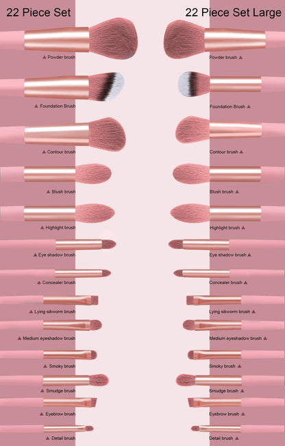 Koccido Makeup Brushes 22 Pcs Makeup Kit,Foundation Brush Eyeshadow Brush Make up Brushes Set (Pink, 22 Piece Set) - Deeunta Domain
