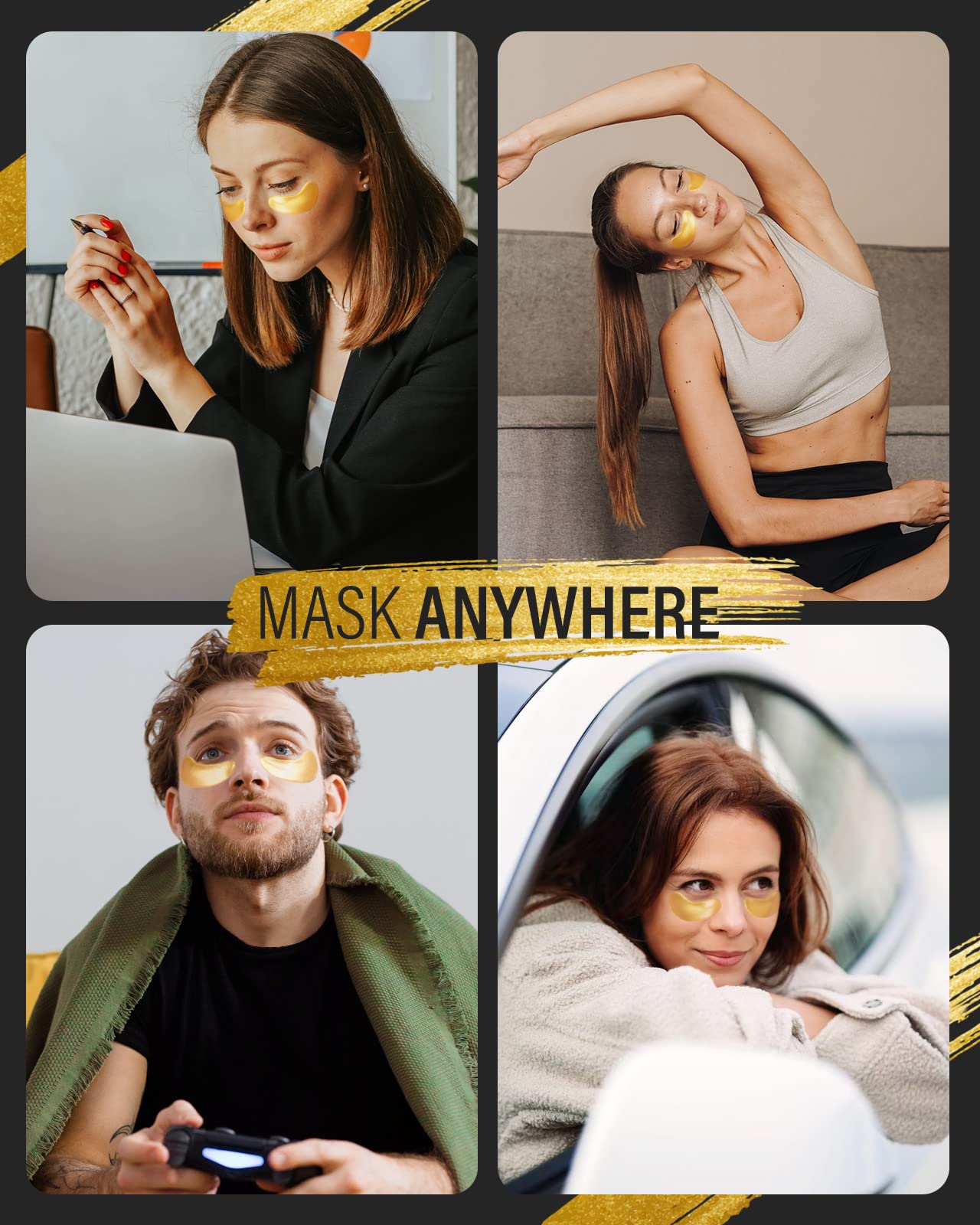 Maskiss 24k Gold Under Eye Patches (50 Pairs), eye mask, Collagen Skin Care Products, Eye Patches for Puffy Eyes, eye masks for dark circles and puffiness - Deeunta Domain