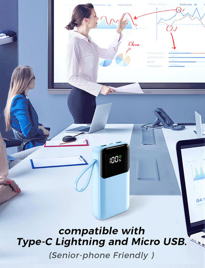 Power Bank, 15000mAh Portable Charger with Built in Cable, 22.5W Fast Charging, 6 Outputs, Slim Travel Essential Battery Pack with LED Display, Compatible with iPhone 17/16/15/14/13, iPad Black - Deeunta Domain