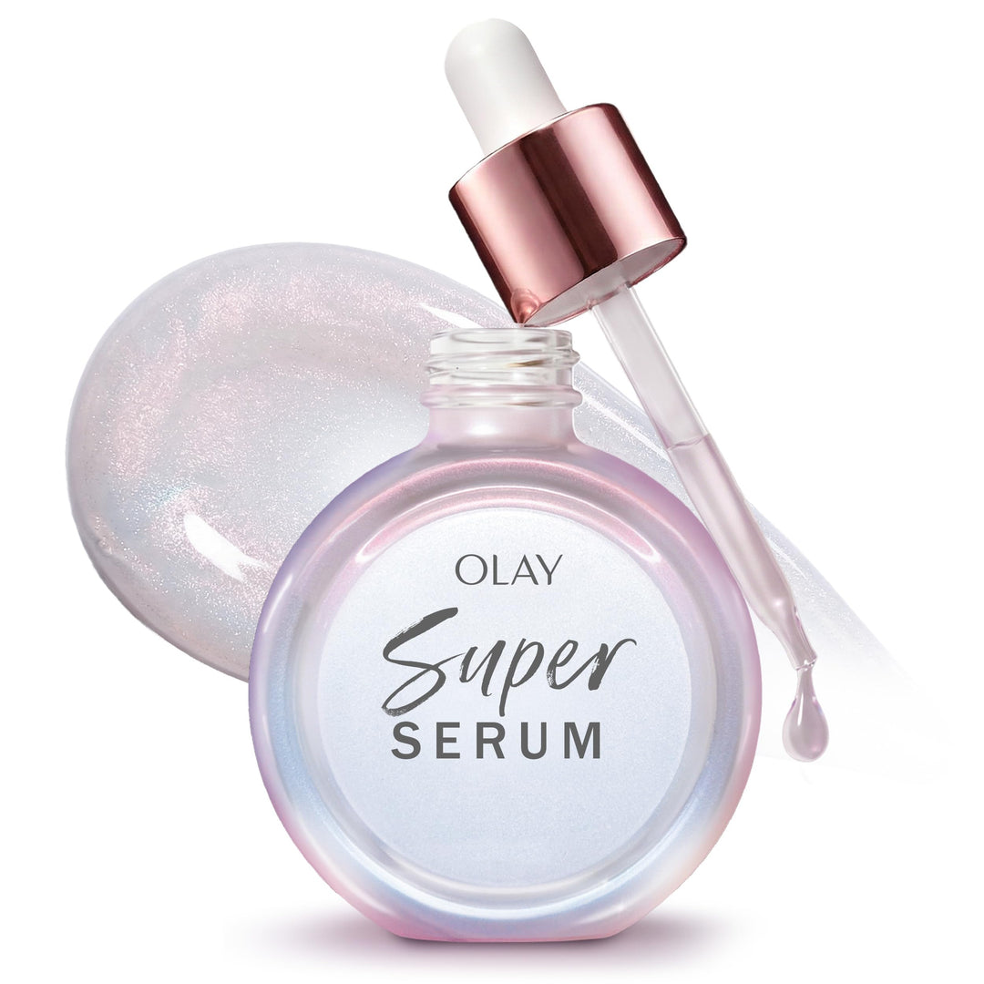 Olay Super Serum - Glow Serum for Face - Activated Niacinamide, Vitamin C & E, Collagen Peptide, AHA - 5-in-1 Benefits - Brightens, Hydrates, Smooths, Firms, Evens Tone, Proactive Anti-Aging, 1.0 Oz - Deeunta Domain