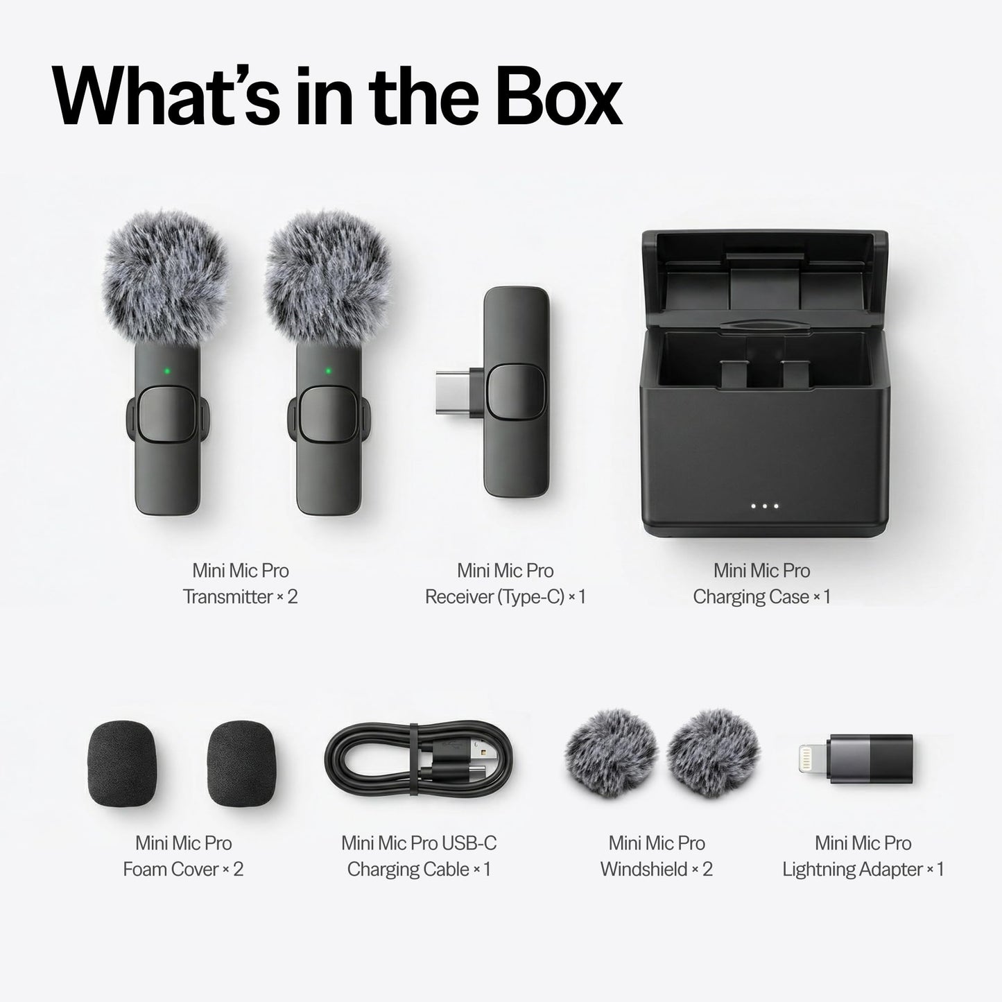 Mini Mic Pro (Latest Model - Wireless Mini Microphone for iPhone, iPad, Android - 2 Pack Lavalier Microphone for Video Recording - iPhone Mic Crystal Clear Recording with USB-C for Content Creators - Deeunta Domain