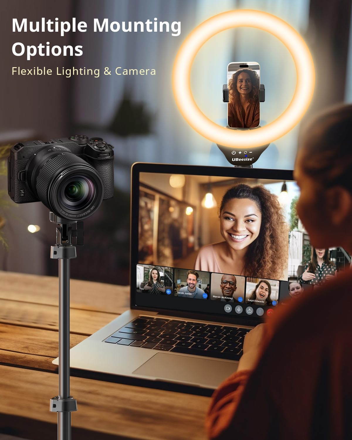 UBeesize 12'' LED RGB Ring Light with 62'' Tripod Stand, Selfie Ring Light for Video Recording, Live Streaming, TikTok & YouTube, Compatible with iPhone & Android - Deeunta Domain