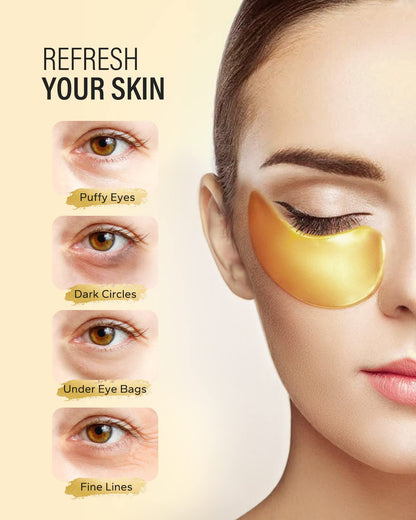 Maskiss 24k Gold Under Eye Patches (50 Pairs), eye mask, Collagen Skin Care Products, Eye Patches for Puffy Eyes, eye masks for dark circles and puffiness - Deeunta Domain