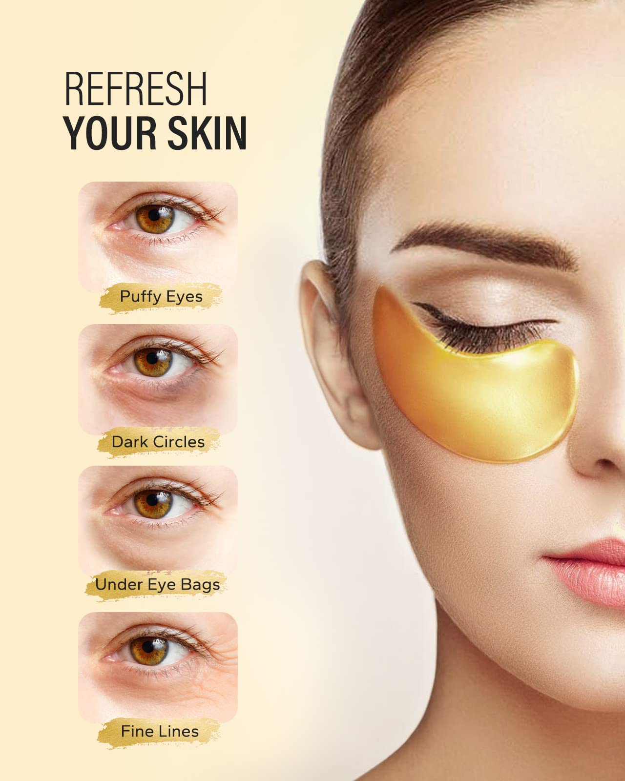 Maskiss 24k Gold Under Eye Patches (50 Pairs), eye mask, Collagen Skin Care Products, Eye Patches for Puffy Eyes, eye masks for dark circles and puffiness - Deeunta Domain