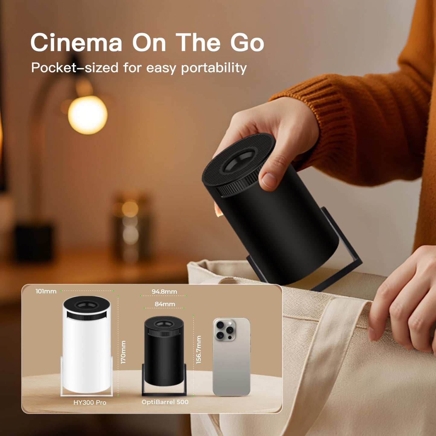 [Built-in Apps & 2026 Upgraded] Mini Projector with Wi-Fi 6 & Bluetooth 5.4, 1080P 4K Support Full HD, Auto Keystone 360° Portable Home Cinema Smart Projector for iOS/Android X1 - Deeunta Domain