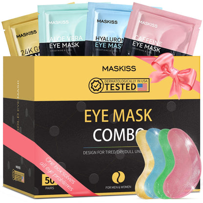 Maskiss 24k Gold Under Eye Patches (50 Pairs), eye mask, Collagen Skin Care Products, Eye Patches for Puffy Eyes, eye masks for dark circles and puffiness - Deeunta Domain