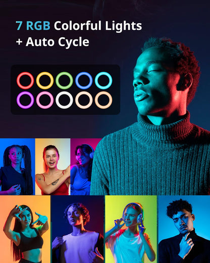 UBeesize 12'' LED RGB Ring Light with 62'' Tripod Stand, Selfie Ring Light for Video Recording, Live Streaming, TikTok & YouTube, Compatible with iPhone & Android - Deeunta Domain