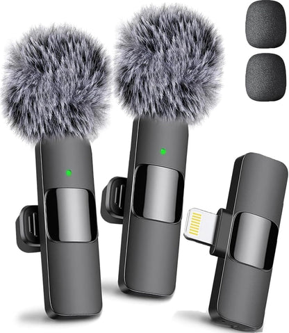 Mini Mic Pro (Latest Model - Wireless Mini Microphone for iPhone, iPad, Android - 2 Pack Lavalier Microphone for Video Recording - iPhone Mic Crystal Clear Recording with USB-C for Content Creators - Deeunta Domain