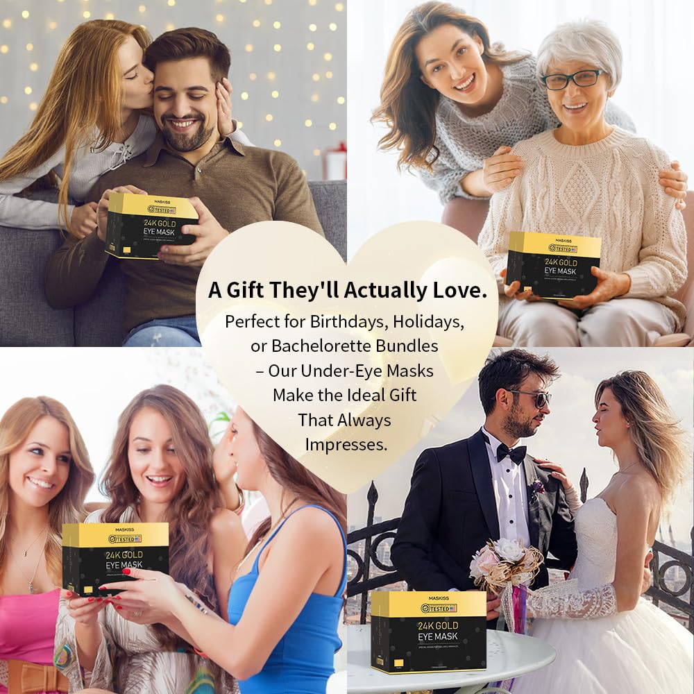 Maskiss 24k Gold Under Eye Patches (50 Pairs), eye mask, Collagen Skin Care Products, Eye Patches for Puffy Eyes, eye masks for dark circles and puffiness - Deeunta Domain