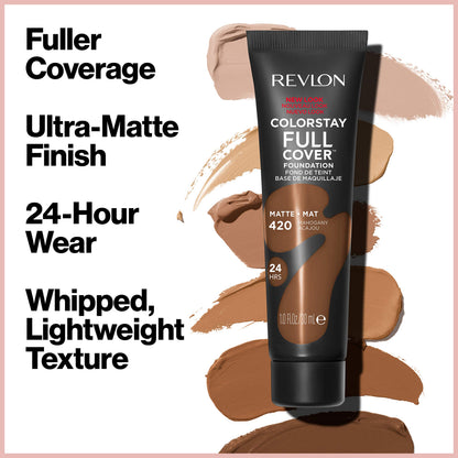 Revlon ColorStay Full Cover Longwear Matte Foundation, Heat & Sweat Resistant Lightweight Face Makeup, Caramel (425), 1.0 oz - Deeunta Domain