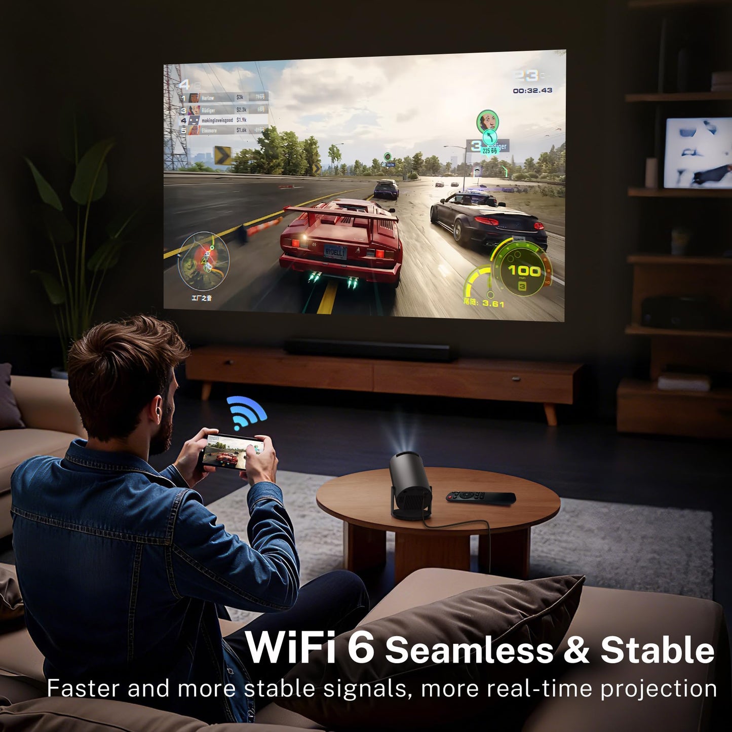 [Built-in Apps & 2026 Upgraded] Mini Projector with Wi-Fi 6 & Bluetooth 5.4, 1080P 4K Support Full HD, Auto Keystone 360° Portable Home Cinema Smart Projector for iOS/Android X1 - Deeunta Domain