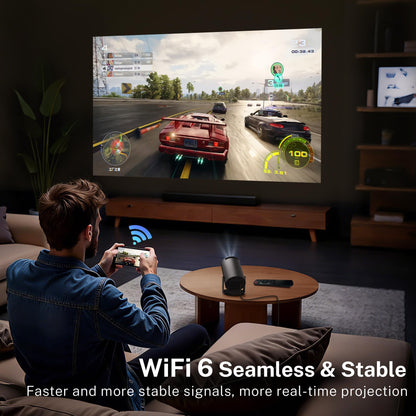 [Built-in Apps & 2026 Upgraded] Mini Projector with Wi-Fi 6 & Bluetooth 5.4, 1080P 4K Support Full HD, Auto Keystone 360° Portable Home Cinema Smart Projector for iOS/Android X1 - Deeunta Domain