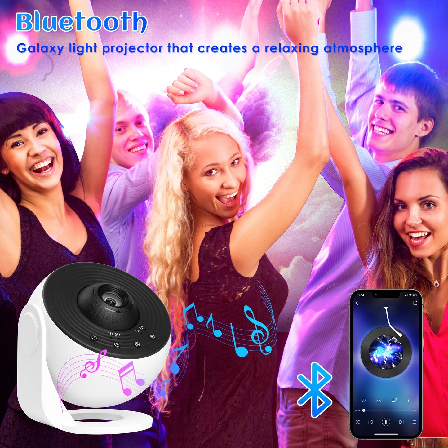 Galaxy Projector for Bedroom Pro Version, HD 12 in 1 Film Discs Star Projector Galaxy Light, Planetarium Projector with Timer, White Noise, 360 ° Rotation, Bluetooth, Remote Control - Deeunta Domain