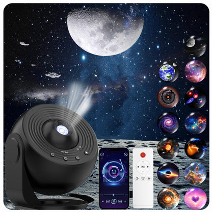 Galaxy Projector for Bedroom Pro Version, HD 12 in 1 Film Discs Star Projector Galaxy Light, Planetarium Projector with Timer, White Noise, 360 ° Rotation, Bluetooth, Remote Control - Deeunta Domain